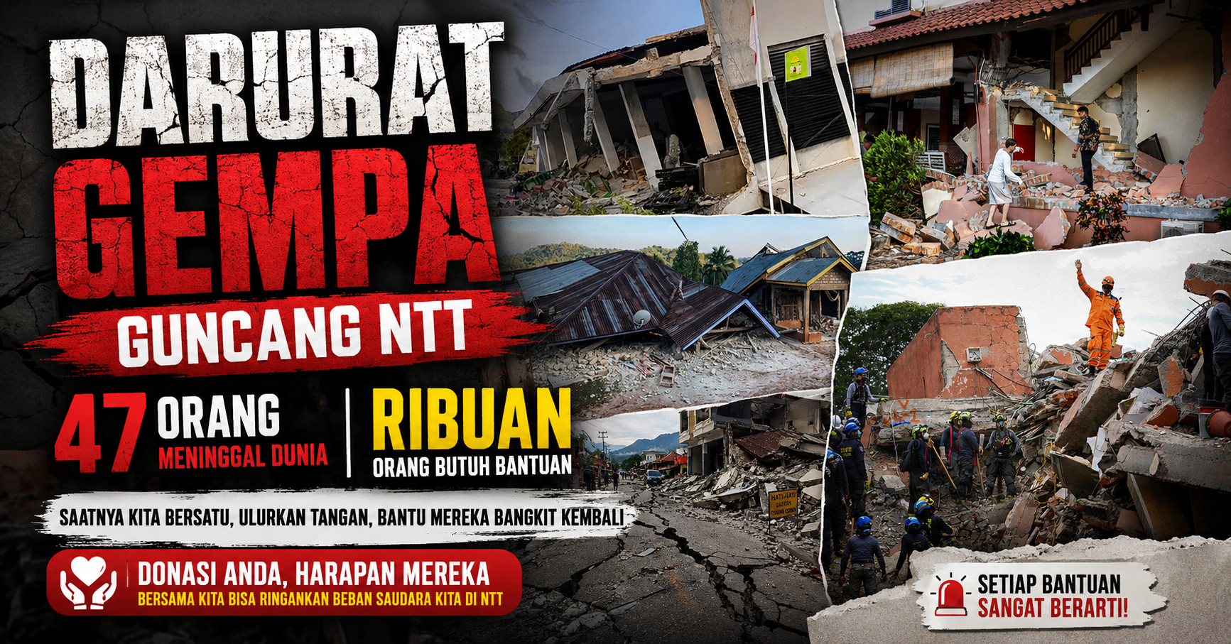 Darurat Gempa Guncang NTT, 47 Orang Meninggal Dunia, Ribuan Orang Butuh Bantuan